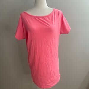 Victoria’s Secret Pink Boatneck Tee Dress Soft Cotton Blend Sz M Bright Pink